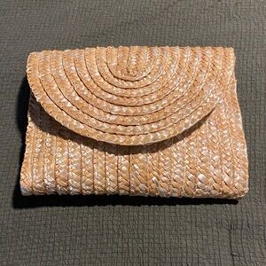 Tan Woven Clutch